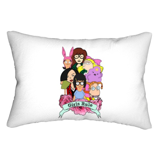 Discover Rule the Cool: 90's Girls Rule Cartoon Lumbar Pillows