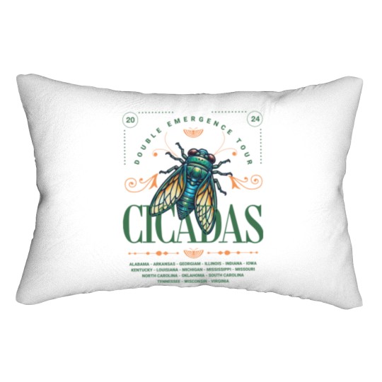 Discover Cicada 2024 Summer Tour  Lumbar Pillows, Funny Double Emergence Unisex Cicada Lumbar Pillows