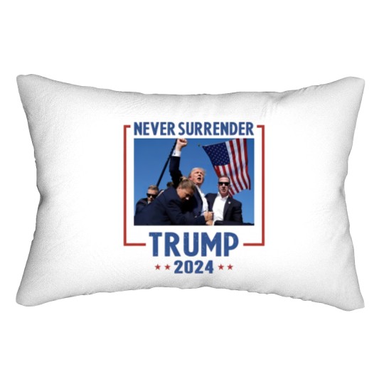 Discover Never Surrender Trump 2024 Lumbar Pillow - Shooting & Assassination Design