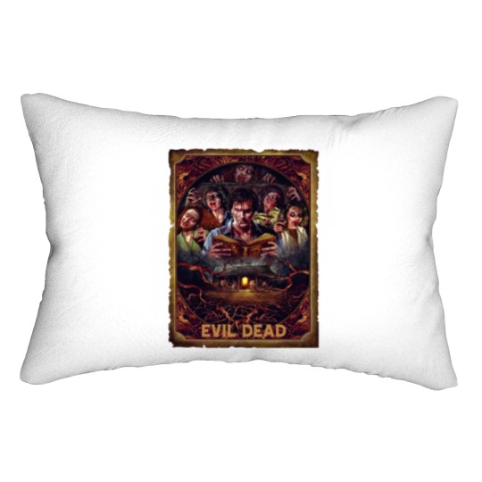 Discover Movie Art, Evil Dead Necronomicon by Peter Panyis, Black Cotton Mens Lumbar Pillows