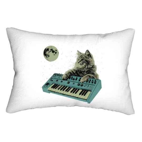 Discover Synthesizer Cat In Space Lumbar Pillows