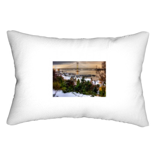 Discover Queensferry Harbour and Road Bridge Lumbar Pillows