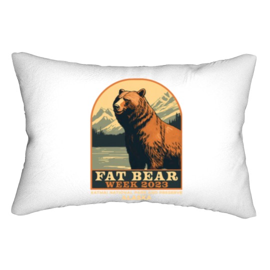 Discover fat bears week - vintage emblem 2024 Lumbar Pillows