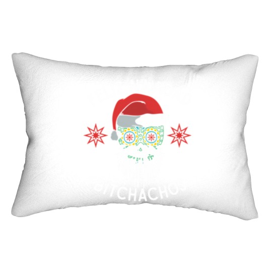 Discover Feliz Navidad Bitchachos Merry Spanish Christmas Mexican Sugar Skull In Santa'S Hat Lumbar Pillows