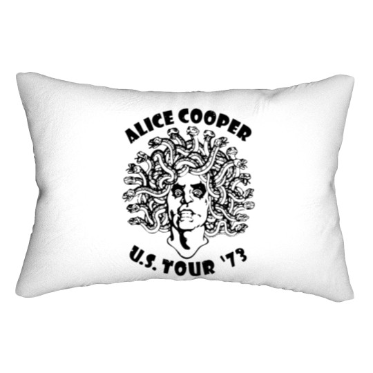 Discover Alice Cooper Men's Lumbar Pillows, Medusa USA Tour 1973 Cover White Graphic Lumbar Pillows