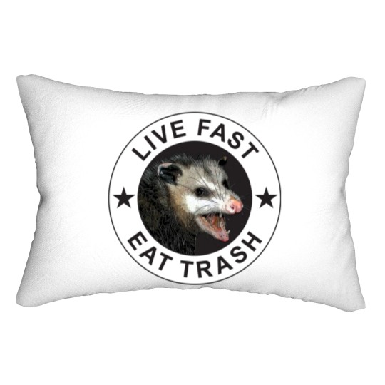 Discover Live Fast Eat Trash Lumbar Pillows