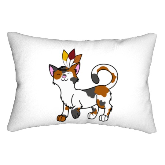 Discover Thanksgiving Calico Cat with Indian Headdress Perfect Gift Lumbar Pillows