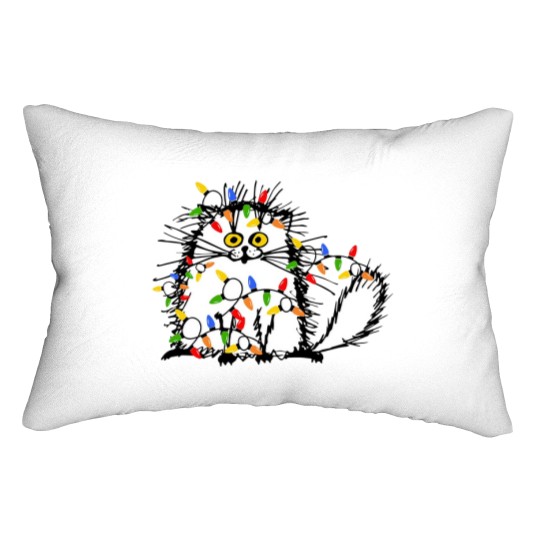 Discover Christmas Funny Cat Lumbar Pillows, Funny Cat Lumbar Pillows