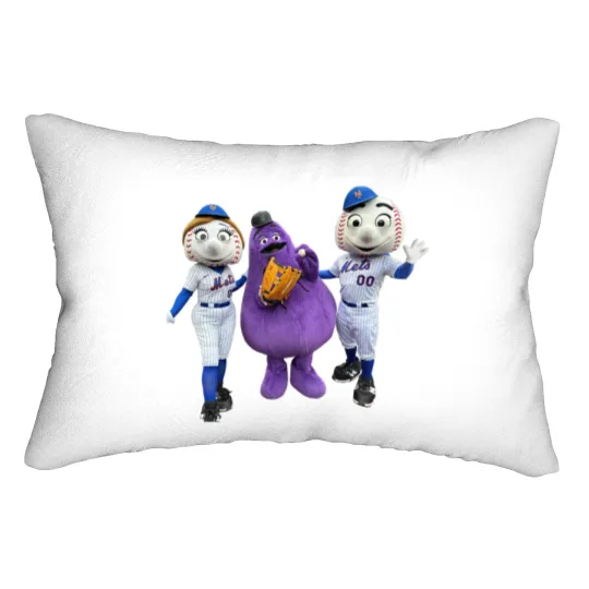 Discover Mr. Met and friends, Mrs Met and Grimace mascot Lumbar Pillows