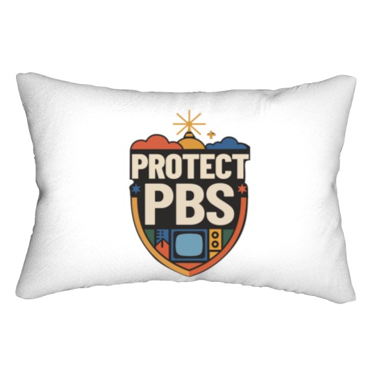 Discover Protect PBS Lumbar Pillows, PBS Unisex Lumbar Pillows, Political Protest Lumbar Pillows, Save Public Broadcasting, Anti Trump Lumbar Pillows