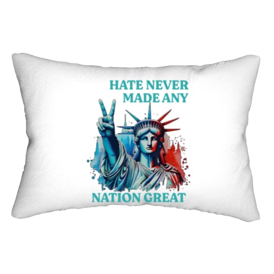 Discover Hate Never Made Any Nation Great Peace Anti Trump Lumbar Pillows