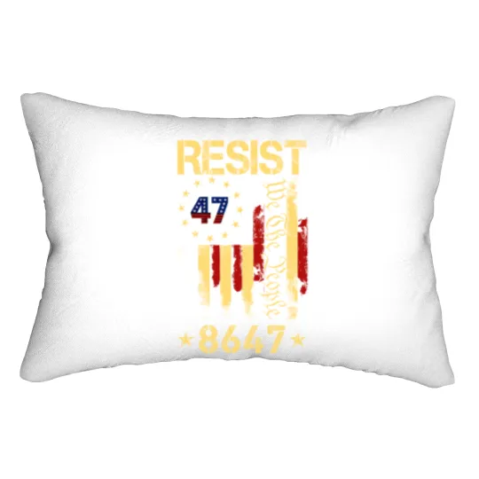 Discover Anti Trump 8647 86 47 US Flag We The People Impeach 47 Unisex Lumbar Pillows