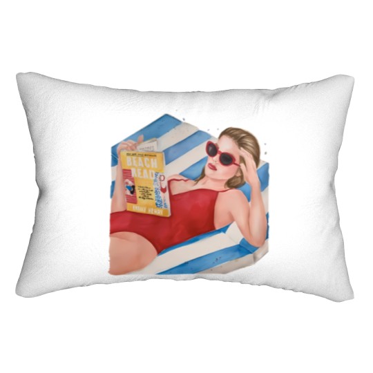 Discover Beach Read by Emily Henry book Lumbar Pillows | Super soft cotton bookish Lumbar Pillows