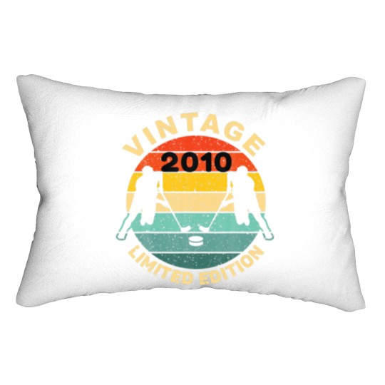 Discover Ice Hockey Vintage 2010 Bday 12Th Birthday Hockey Lumbar Pillows