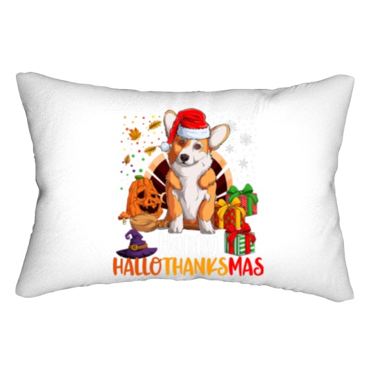 Discover Corgi Dog Happy Hallothanksmas Welsh Corgi Lover H Lumbar Pillows