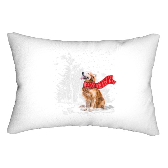 Discover Golden Retriever Is Watching The Snow Falls Christ Lumbar Pillows
