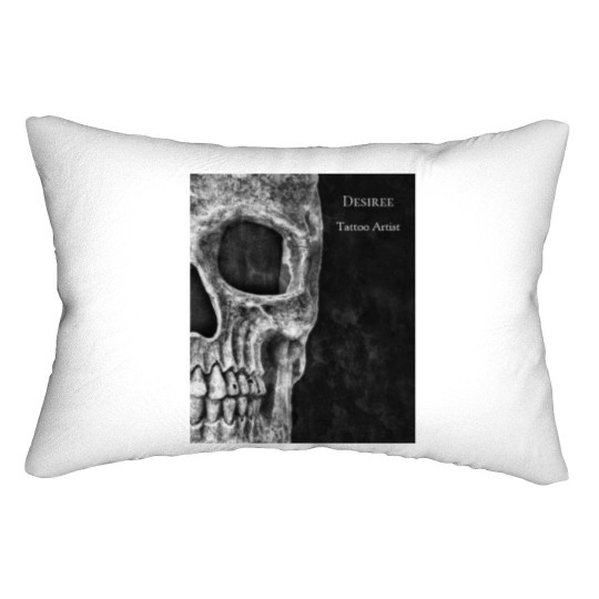 Discover Gothic Skull Head Black And White Tattoo Shop Lumbar Pillows