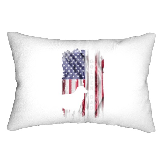Discover Vintage USA Flag Proud Golden Retriever Dad Silhou Lumbar Pillows