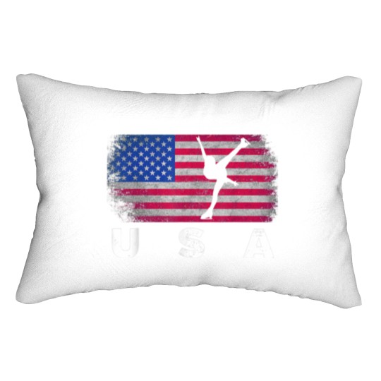 Discover American Flag Figure Skating Cute Us Skaters Lumbar Pillows