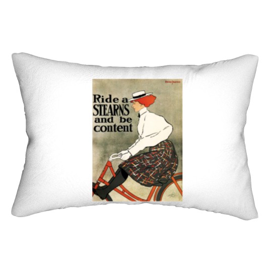 Discover Ride a STEARNS and be content! Old Bicycle Advert Lumbar Pillows