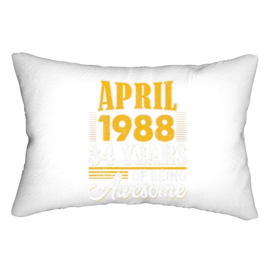 Discover 34Th Birthday Gifts 34 Year Old Awesome Since Apri Lumbar Pillows