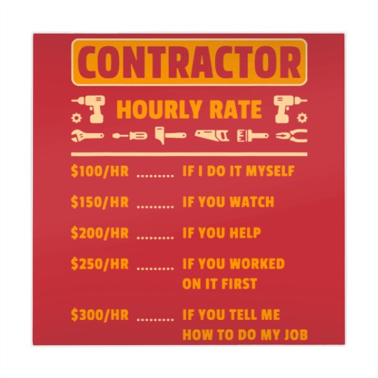 Discover Contractor Hourly Rate Price Chart Labor Funny Gift Handyman Mahjong Mats