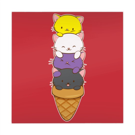 Discover Nonbinary Pride Flag Mahjong Mats Non-binary Pride Flag Kawaii Cat Ice Cream Cone Nonbinary