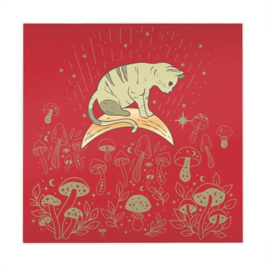 Discover Cottagecore Celestial Boho Mystical Mushrooms Moon Cat Mahjong Mats