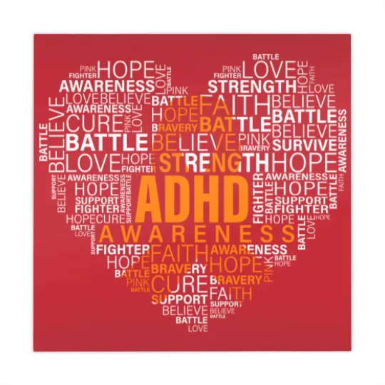 Discover ADHD awareness words cloud heart support proud ADHD warrior Mahjong Mats