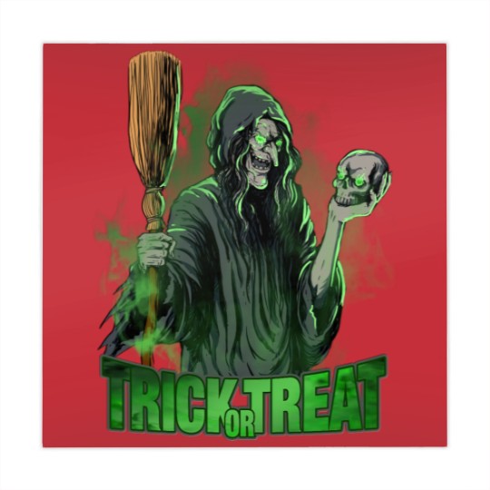 Discover Scary evil Witch with Skull and Broom Halloween Mahjong Mats