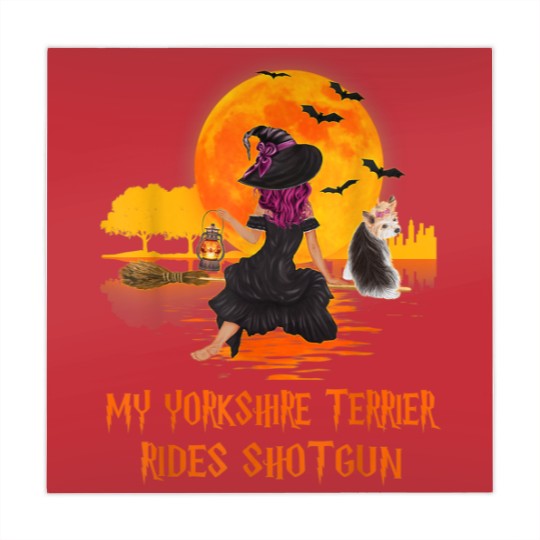 Discover My Yorkshire Terrier Rides Shotgun Dog and Witch Halloween Mahjong Mats