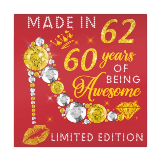 Discover Made In 1962  60 Years Of Being Awesome Jewelry Gold Sparkle - Made In 1962 - Mahjong Mats