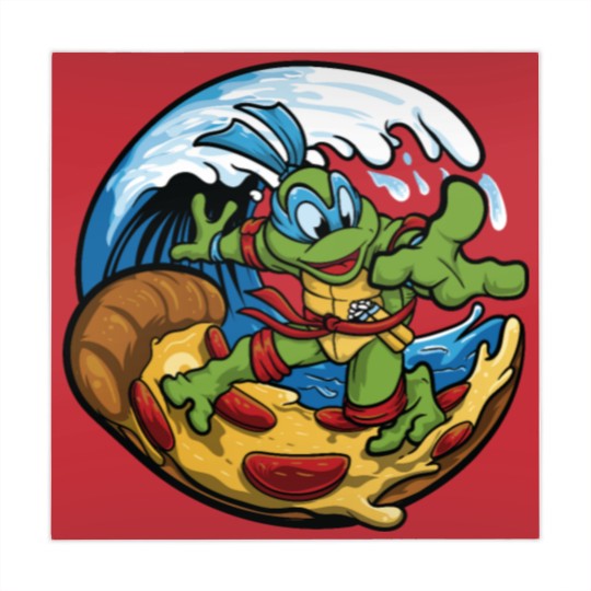 Discover ninja turtles surfing pizza Mahjong Mats
