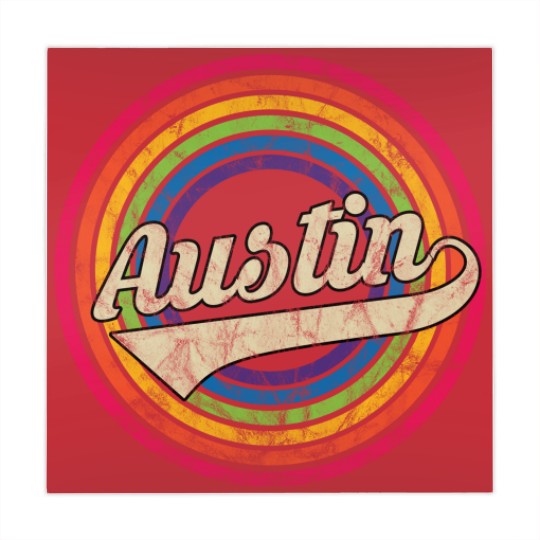 Discover Austin- Retro Rainbow Faded-Style - Austin - Mahjong Mats