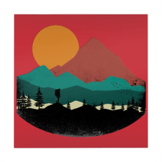Discover Retro Evergreen Mountain Hiker Mahjong Mats