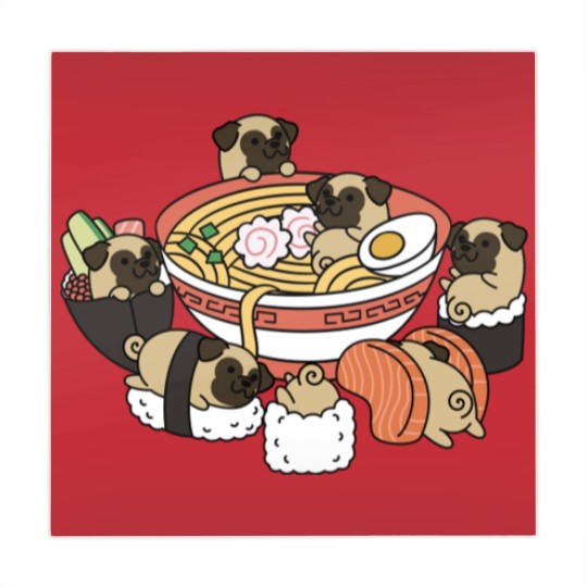 Discover Pug Ramen Sushi - Pug - Mahjong Mats
