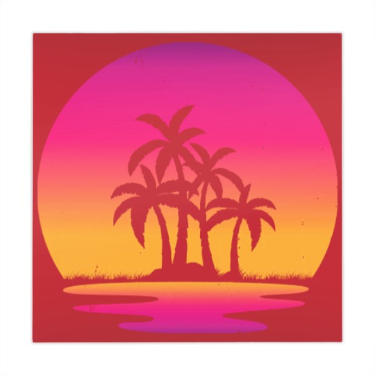 Discover Retro Sunset Retrowave Lake Sunsetby retrohub Mahjong Mats
