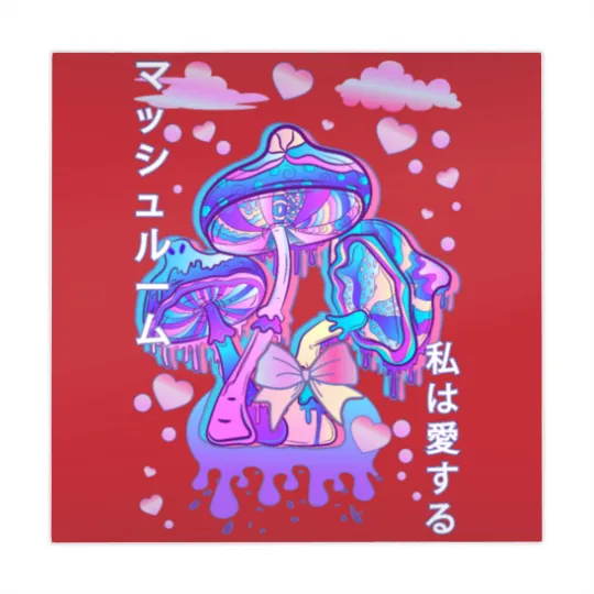 Discover Pastel Goth Mushroom Japan Kanji Mahjong Mats