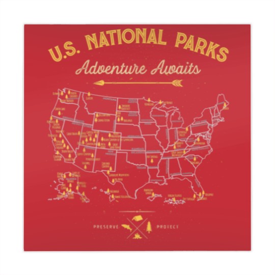 Discover National Parks Map Camping Women Men Hiking 7186 Mahjong Mats