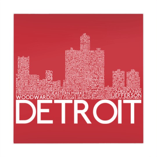 Discover Detroit Skyline Word Art Print - Detroit - Mahjong Mats