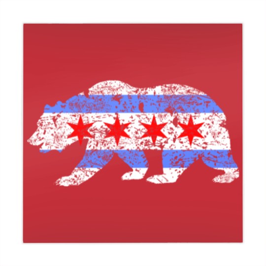 Discover Chicago City Flag Distressed Bear Mahjong Mats