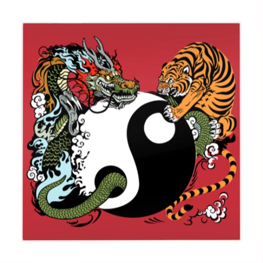 Discover dragon and tiger yin yang symbol Mahjong Mats
