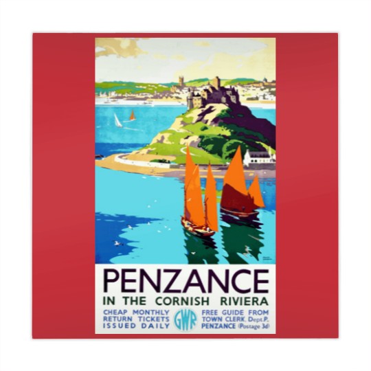 Discover Penzance in the Cornish Riviera - Vintage British Travel Poster Art - Travel - Mahjong Mats