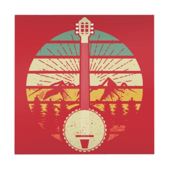 Discover Retro Banjo Mountains And Sun 80's Graphic Gift Mahjong Mats