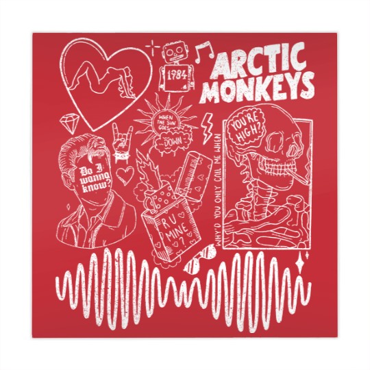 Discover Arctic Monkey Doodle Art Mahjong Mats, Vintage Arctic Monkey Merch Album Mahjong Mats