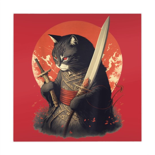 Discover Retro Japanese Samurai Ninja Cat Mahjong Mats, Ninja Cat Mahjong Mats
