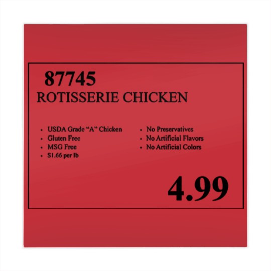 Discover Costco Rotisserie Chicken Price Tag  Mahjong Mats