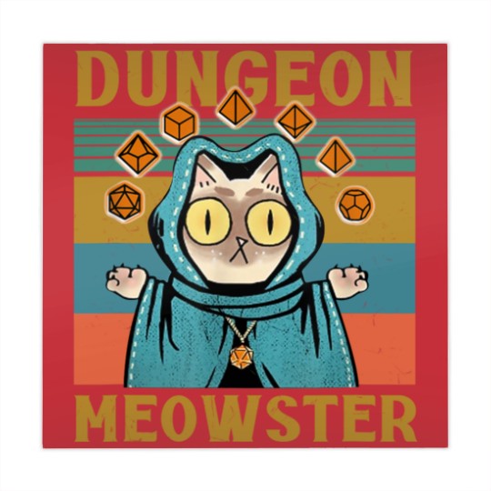 Discover Dungeon Meowster Funny Nerdy-Gamer Cat-D20 Dice RPG Dungeons and Dragons Mahjong Mats