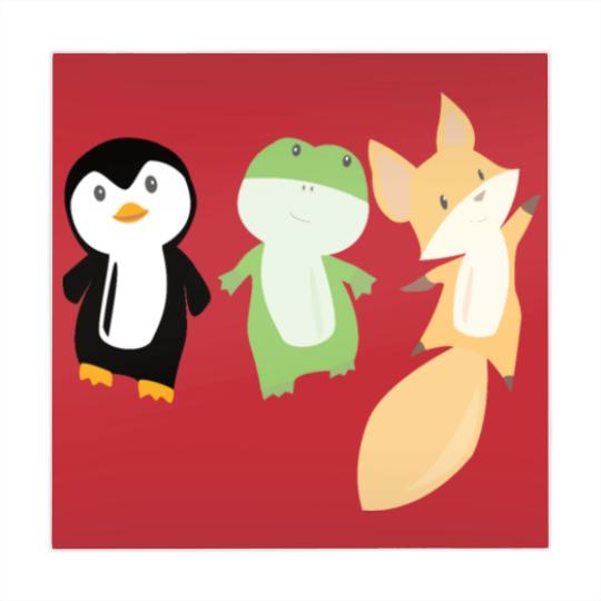 Discover Penguin frog fox cute animals for kids animal fun Mahjong Mats