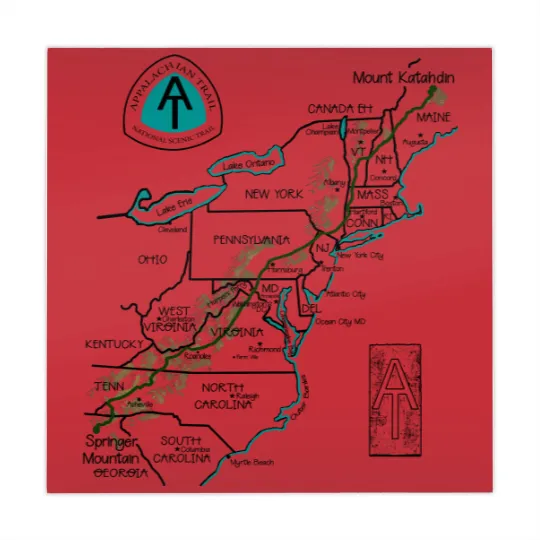 Discover Appalachian National Scenic Trail Map AT Map Mahjong Mats
